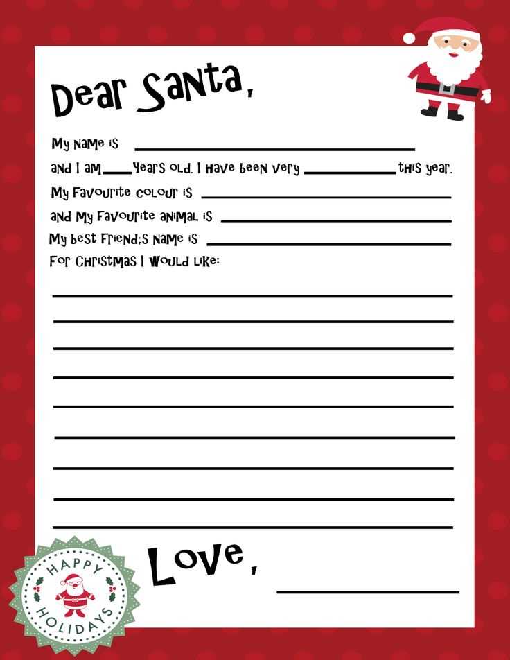 free printable santa letter to child template