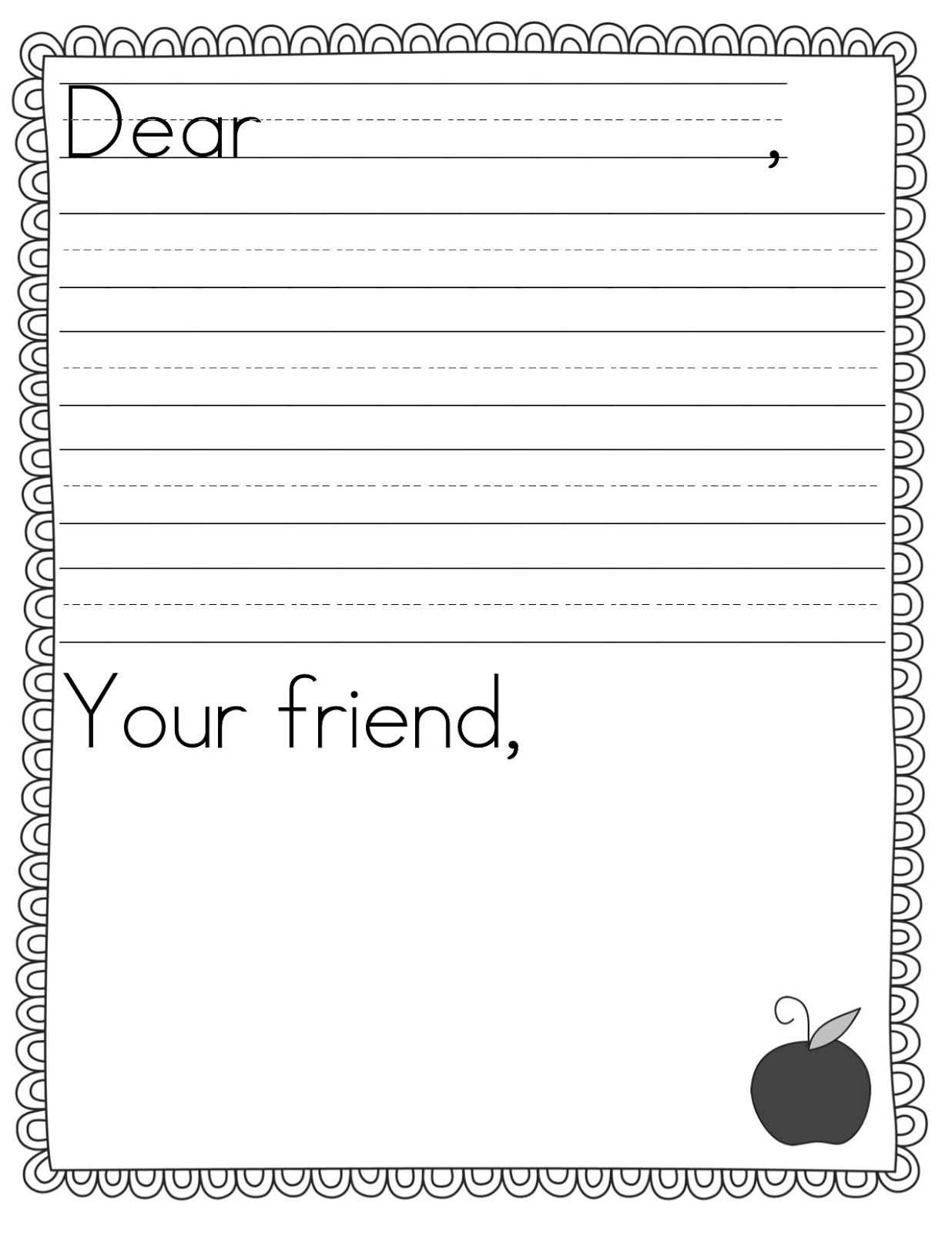 free printable template for writing a friendly letter