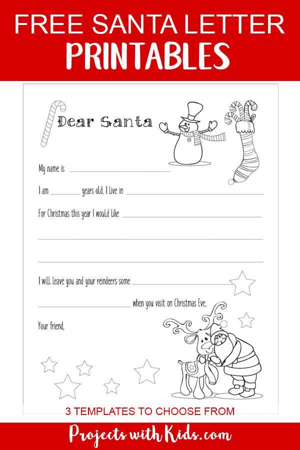 free santa letter printable templates
