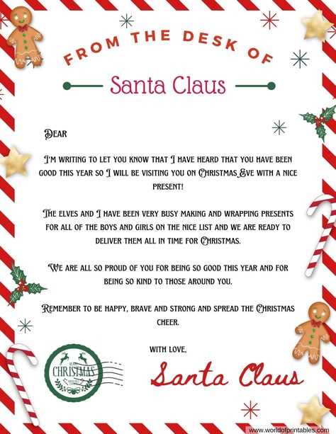 free santa letter template word