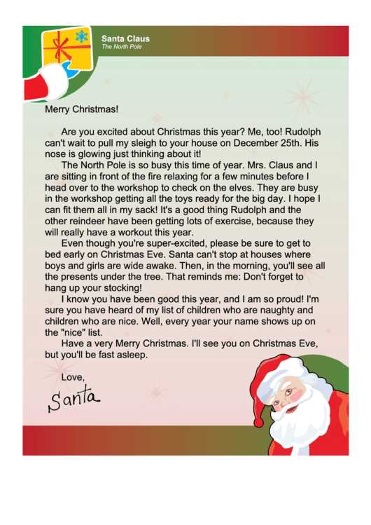 free template letter from santa