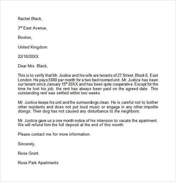 free tenant reference letter template