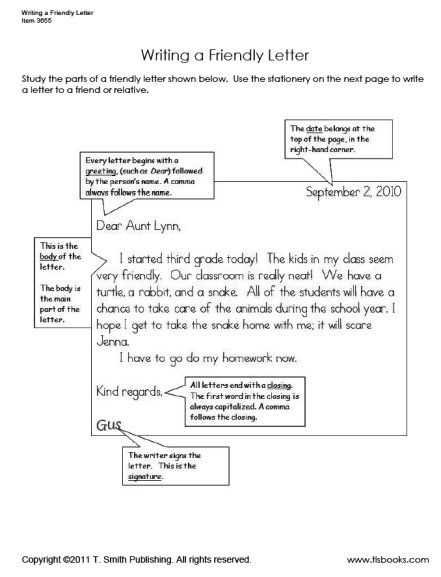 friendly letter template for students