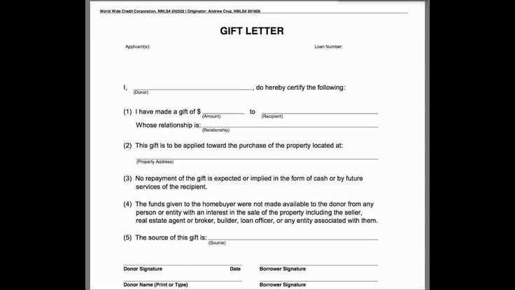 gift deposit letter template uk