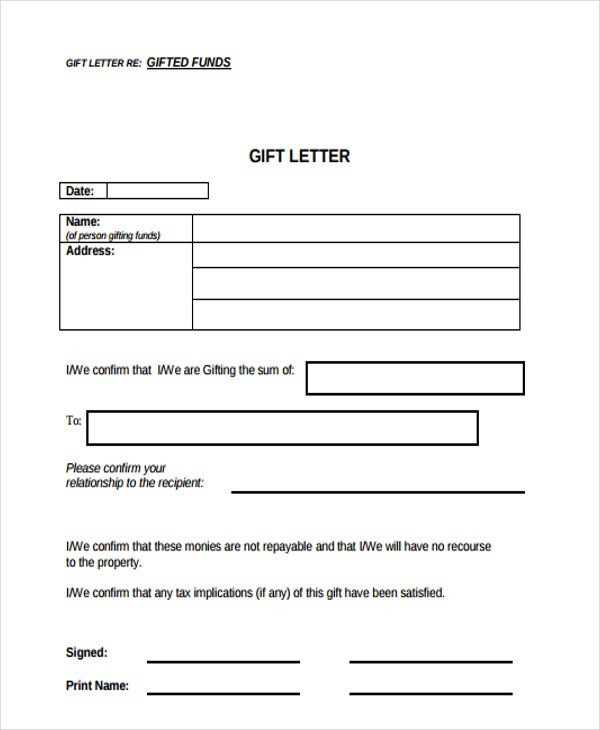 gift letter for mortgage template free