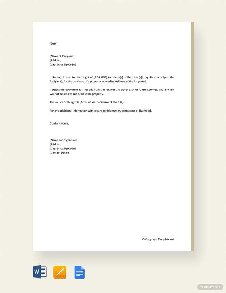 gift of equity letter template pdf