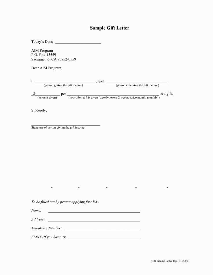 gift tax letter template