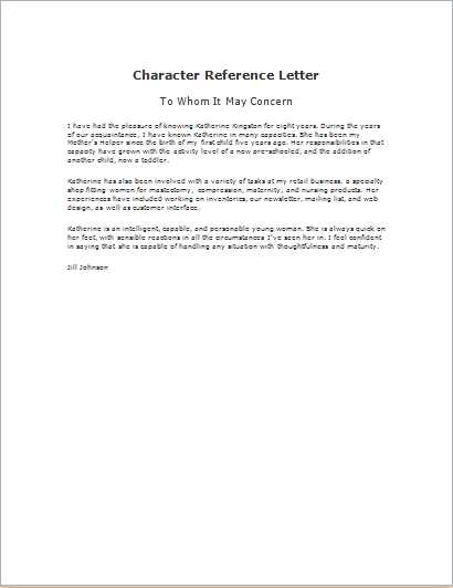 good character reference letter for court template