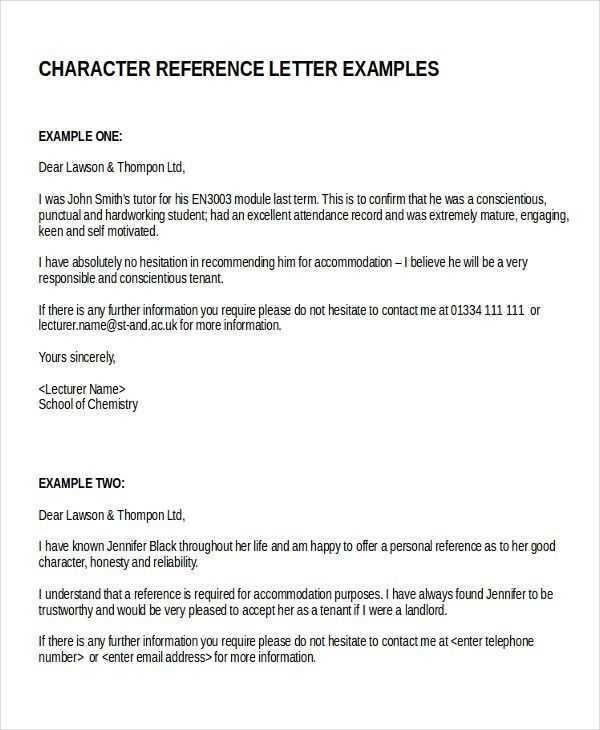 good character reference letter template