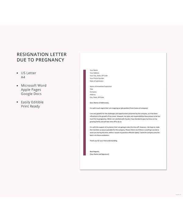 google doc resignation letter template