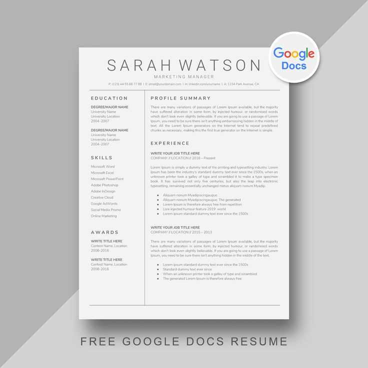 google docs resume cover letter template