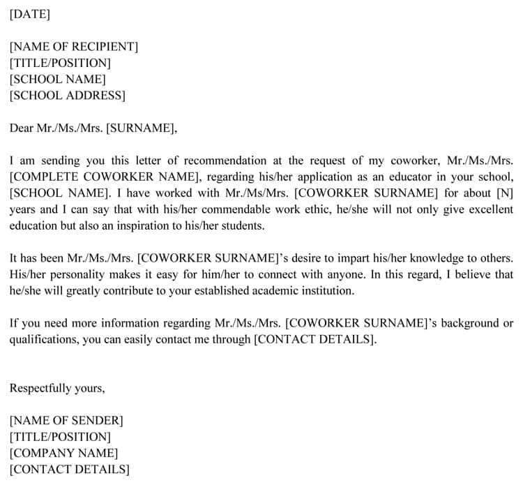 graduate school letter of recommendation template from employer