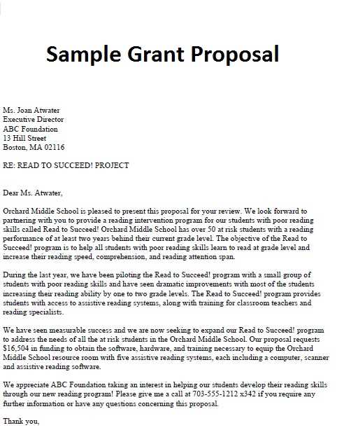 grant proposal letter of intent template