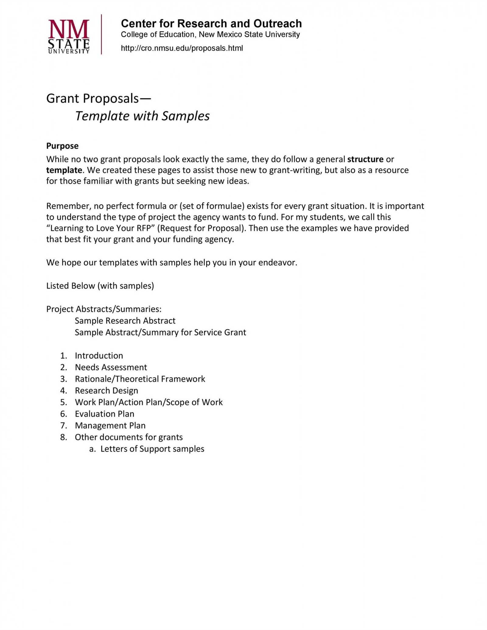 grant support letter template