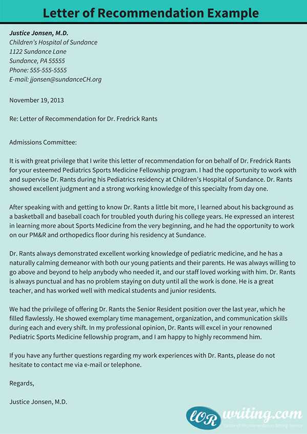 great letter of recommendation template
