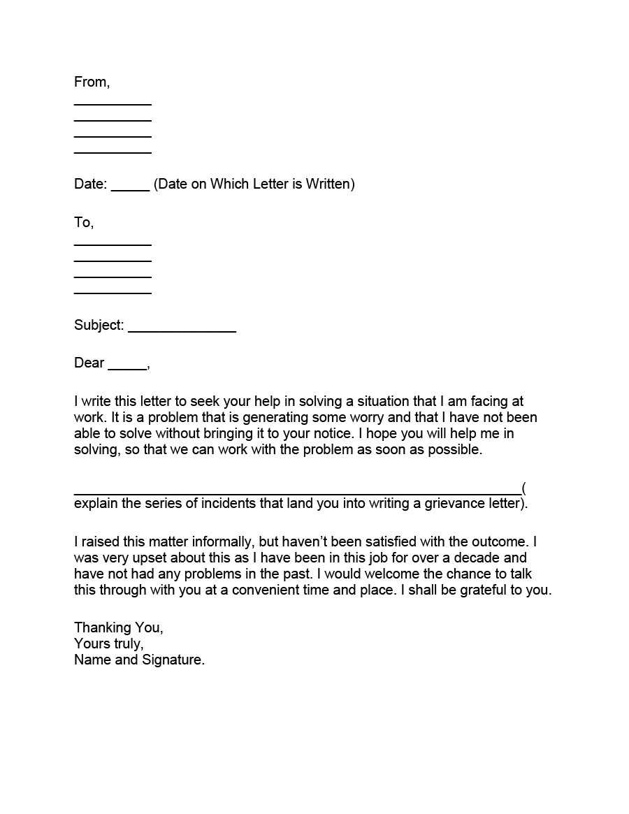 grievance letter response template