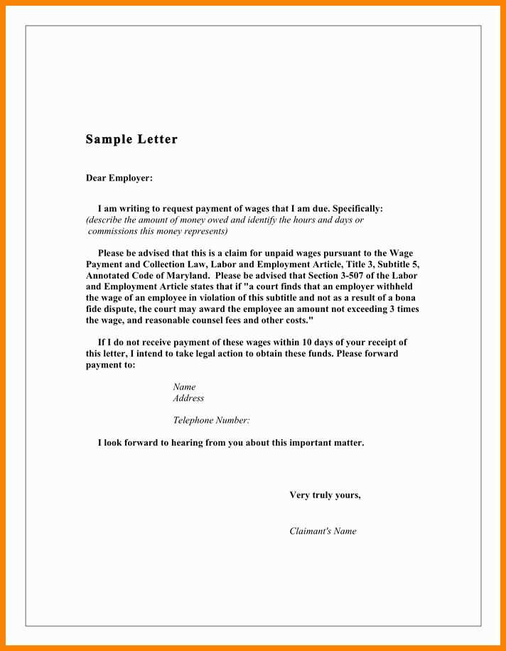 grievance letter template for unpaid wages