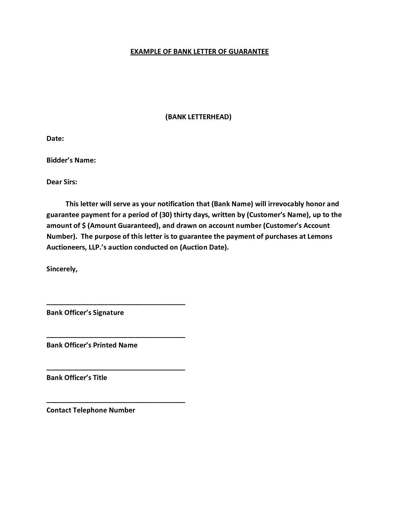 guarantee letter template