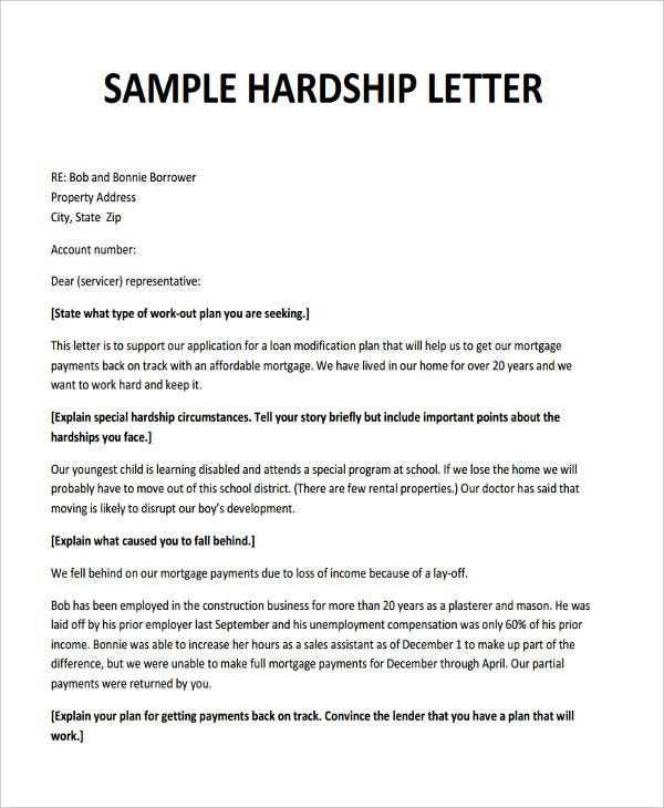 hardship letter for mortgage modification template