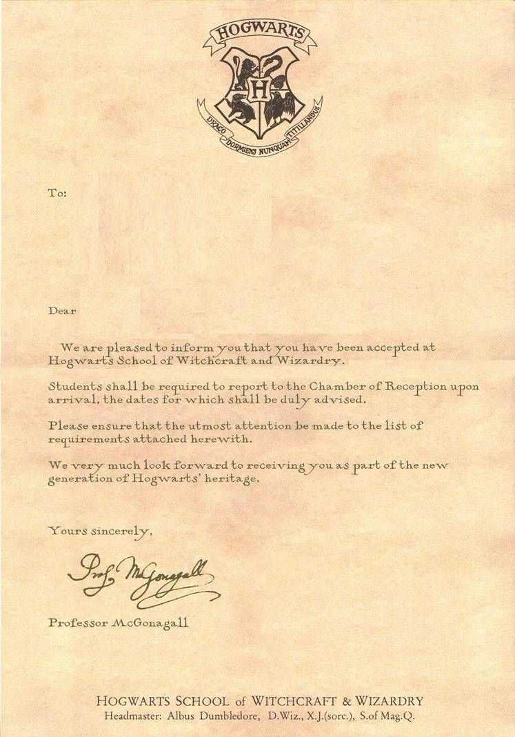 harry potter acceptance letter invitation template