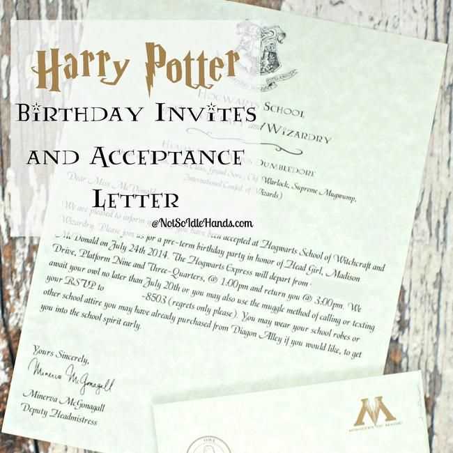 harry potter acceptance letter invitation template