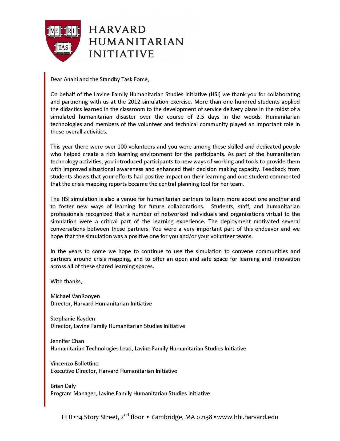 harvard acceptance letter template