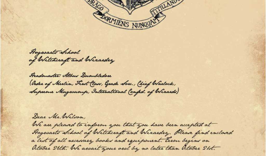 hogwarts welcome letter template