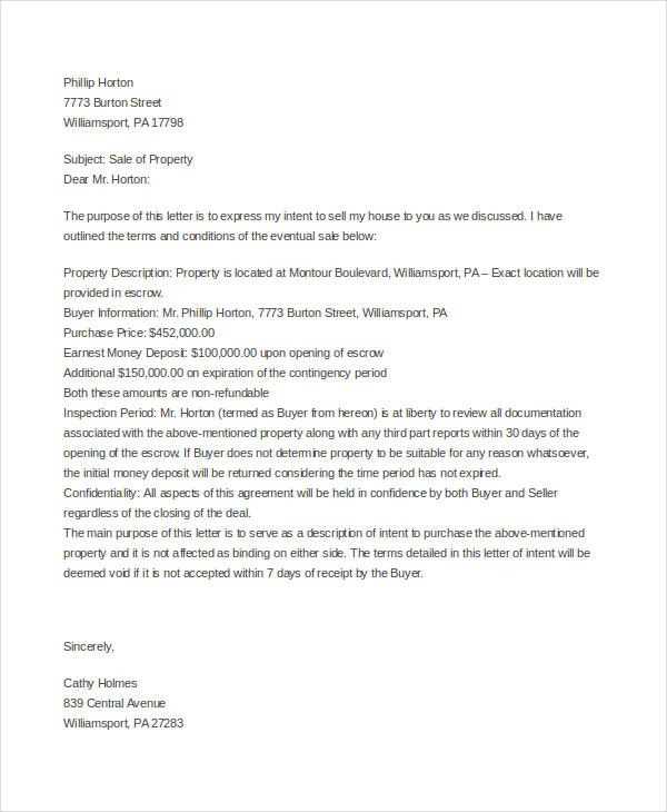 home buyer offer letter template