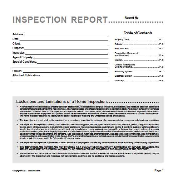 home inspection letter template