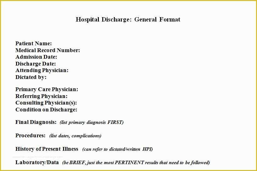 hospital patient discharge letter template