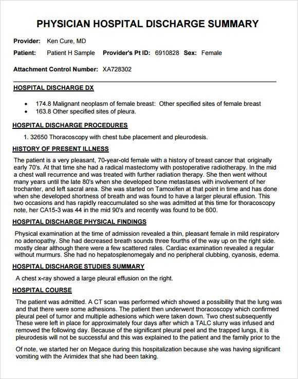 hospital patient discharge letter template