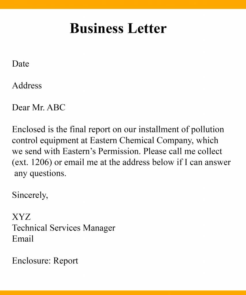 how to write a business letter example template