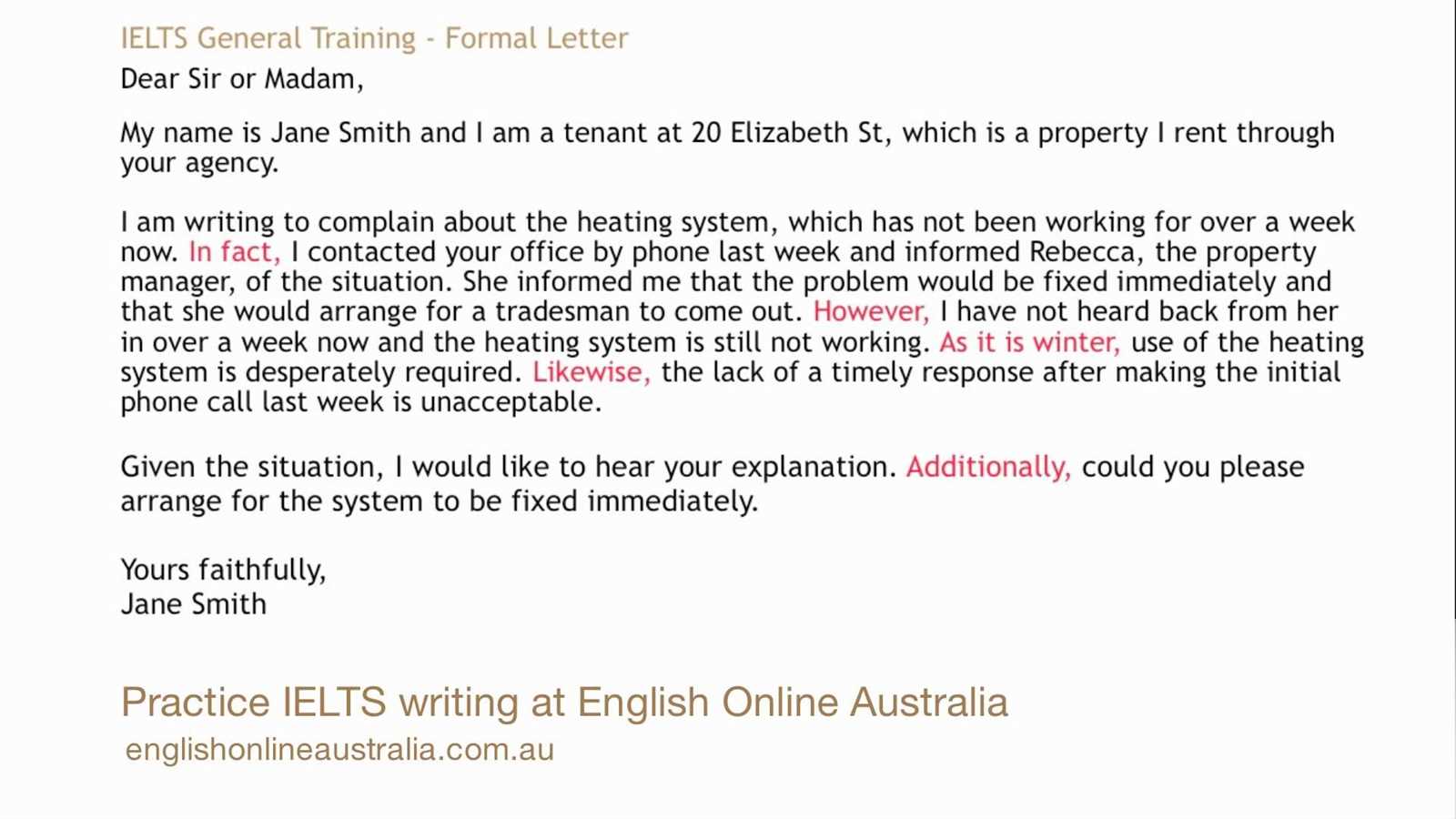 ielts letter template