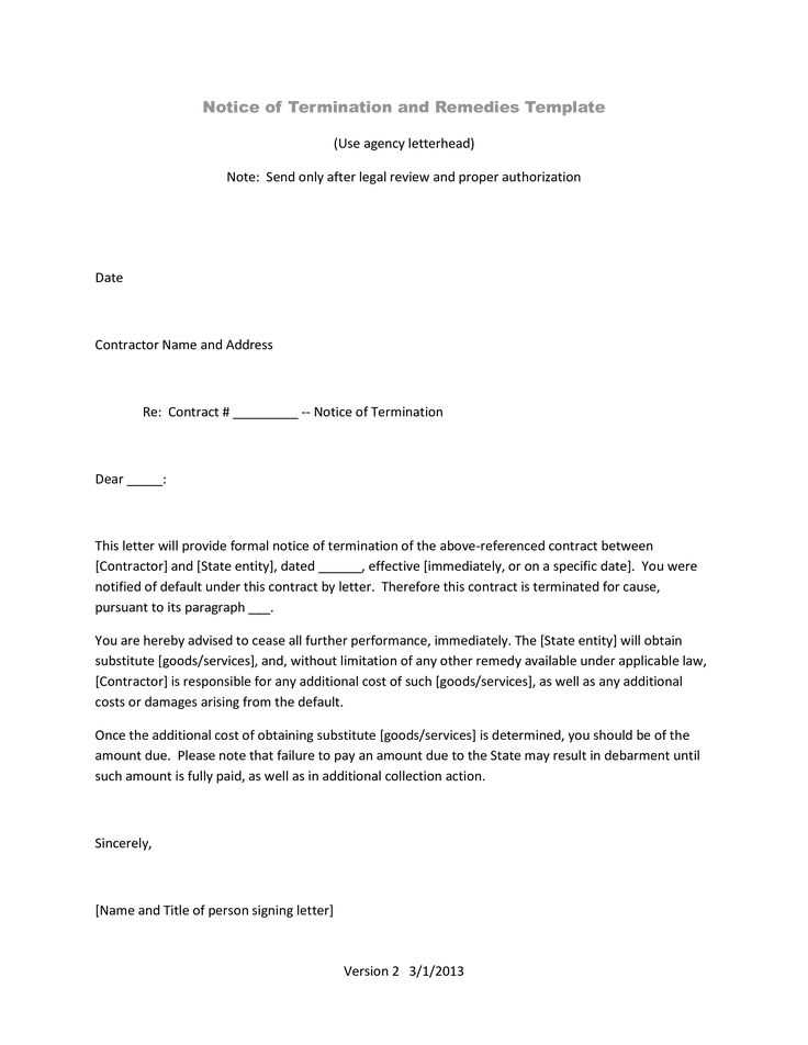 immediate termination letter template