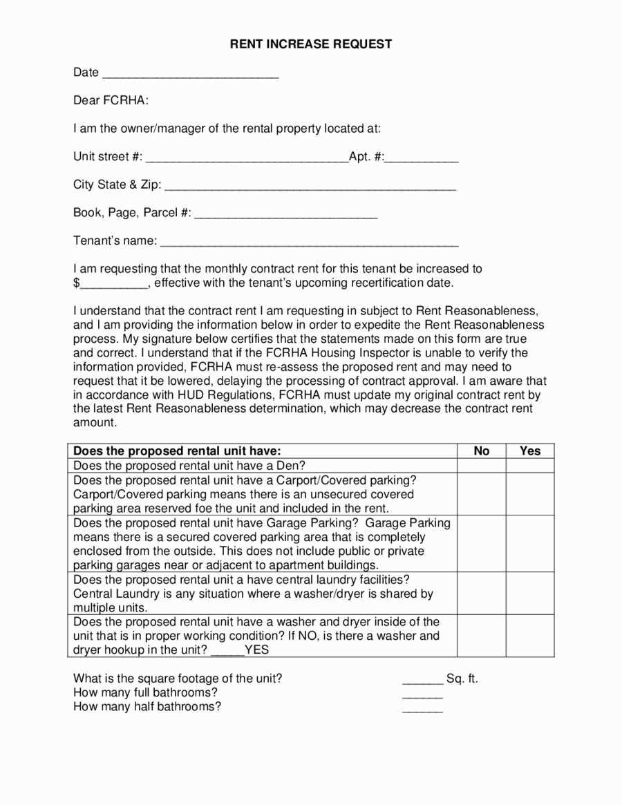 increase rent letter template