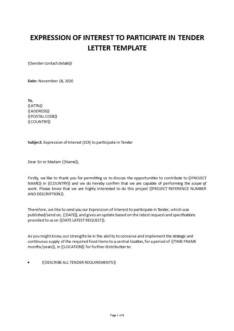 indication of interest letter template