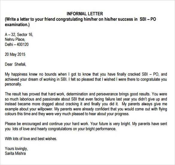 informal letter template word