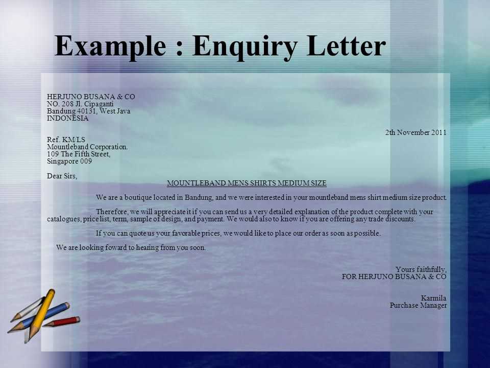 inquiry letter template