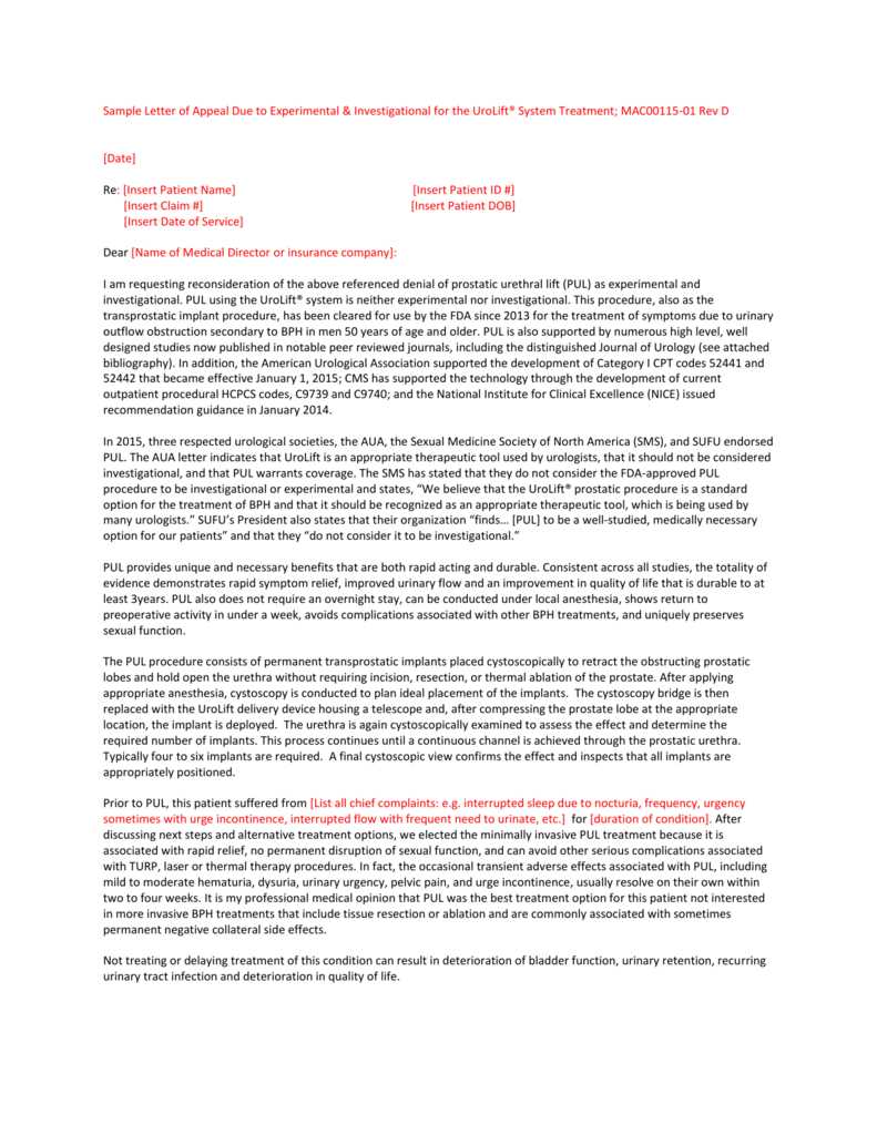 insurance denial appeal letter template