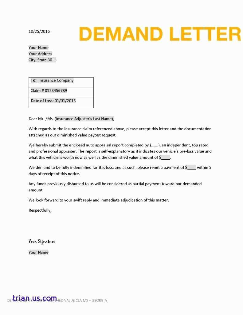 insurance letter of demand template