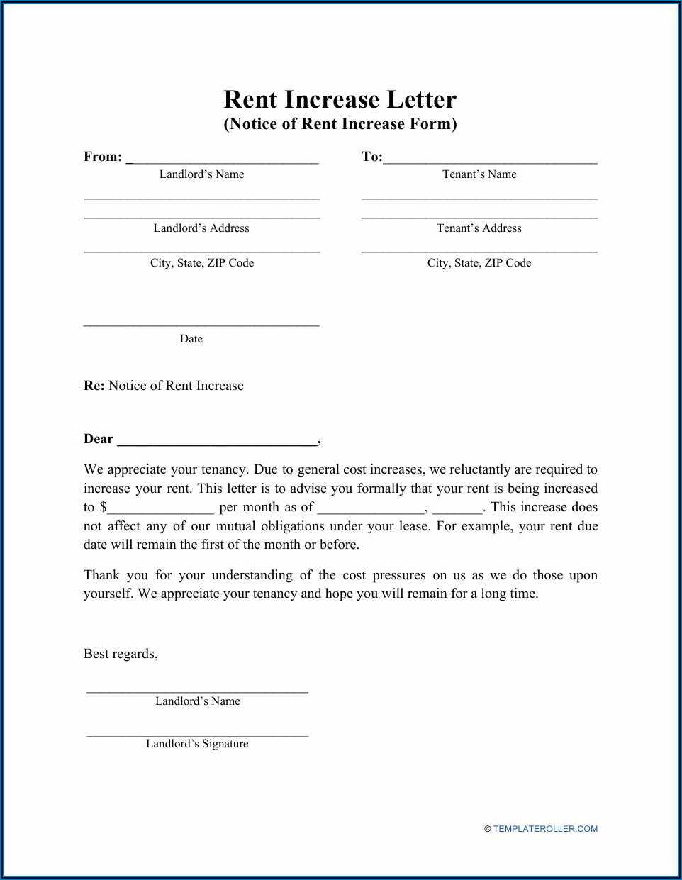 insurance premium increase letter template