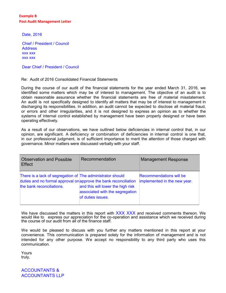 internal audit engagement letter template