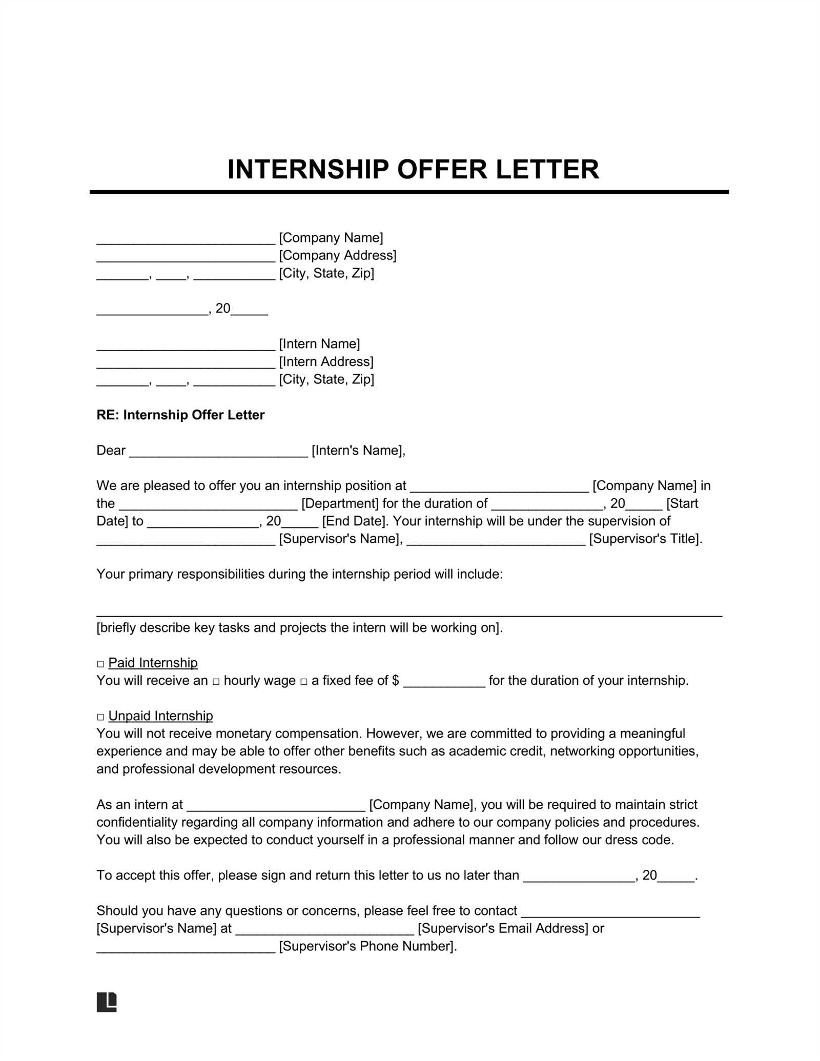 internship letter template word