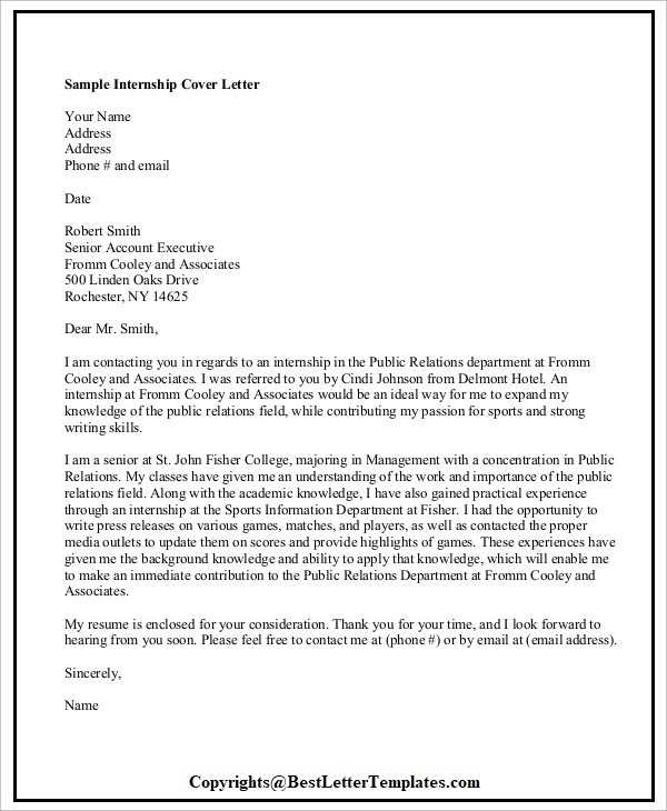 internship proposal letter template