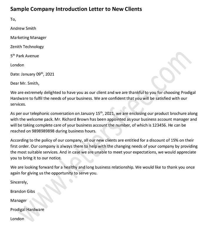 introducing new business letter template