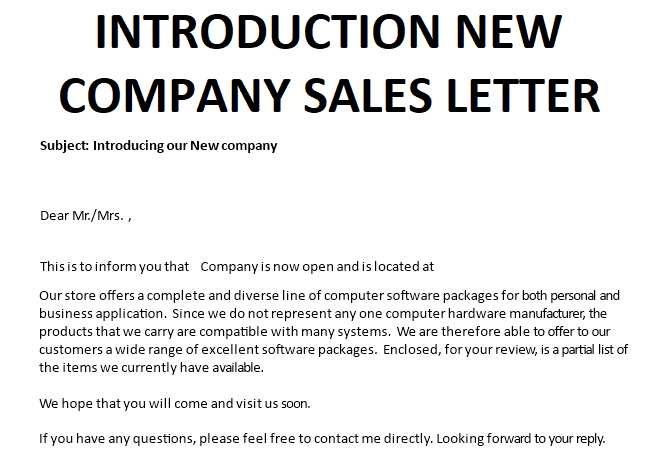 introductory sales letter template