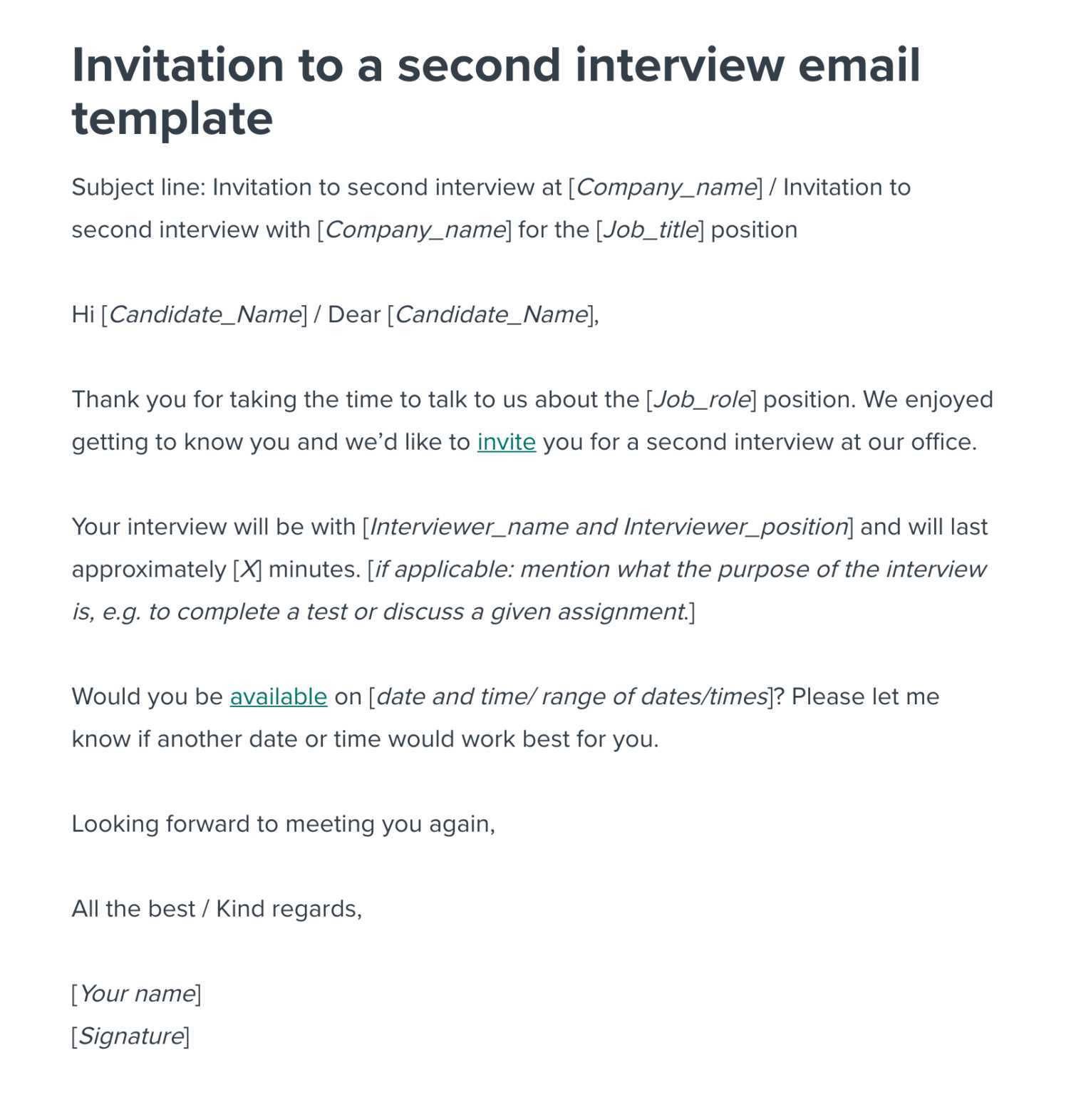 invite to interview letter template