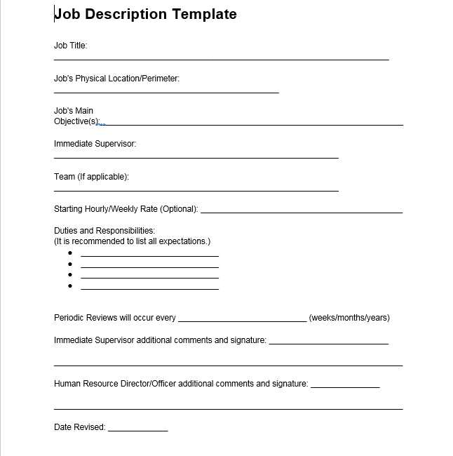 job description letter template