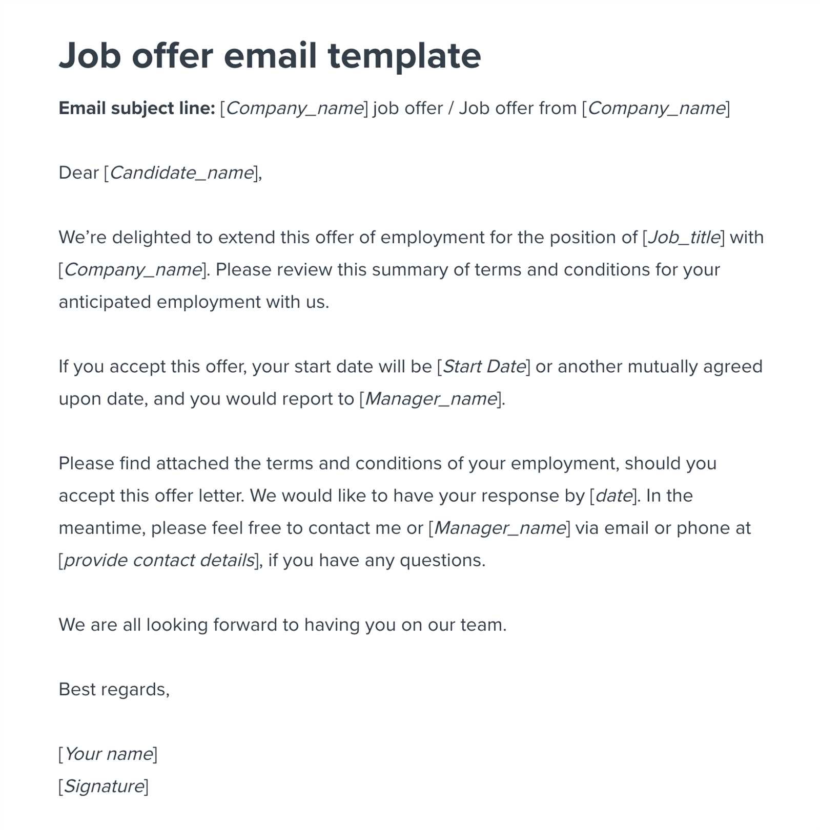 job offer letter template