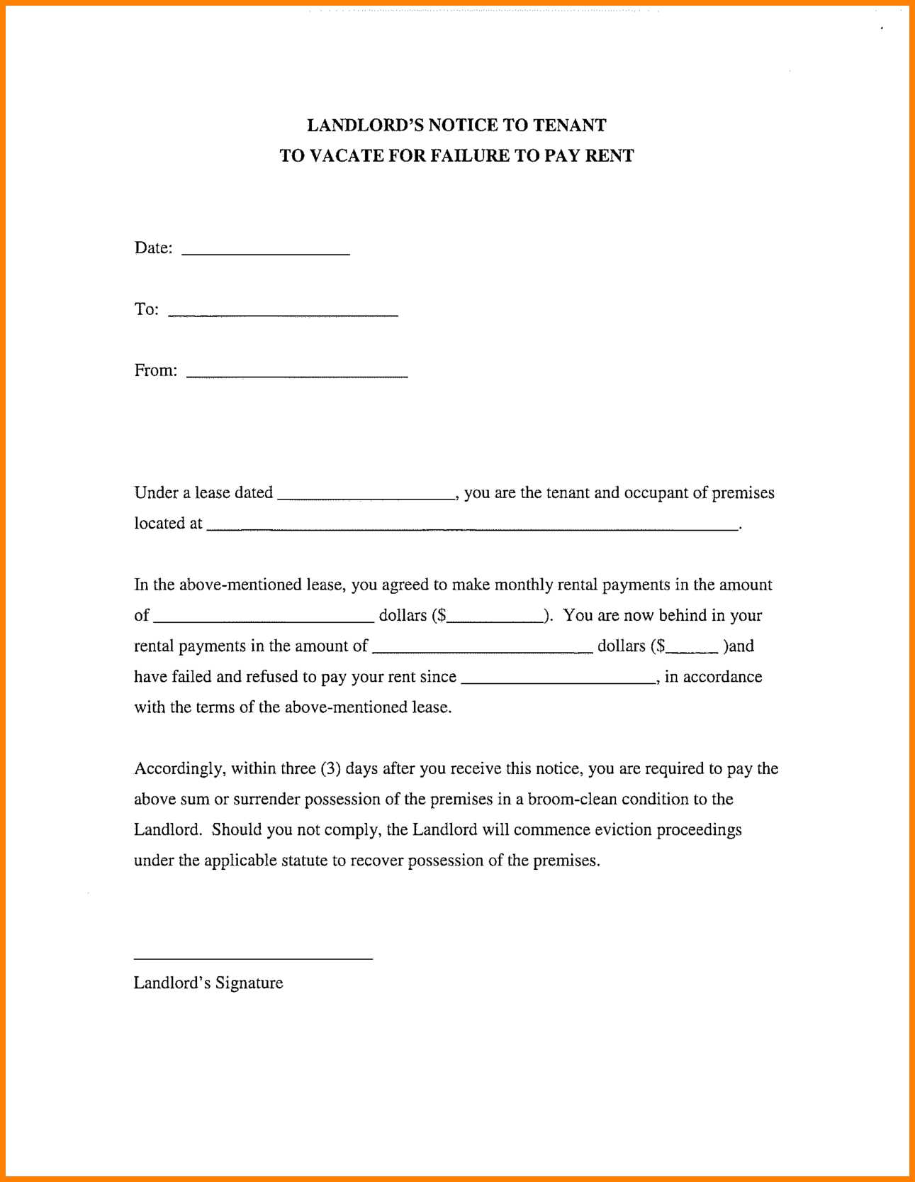 landlord notice letter template